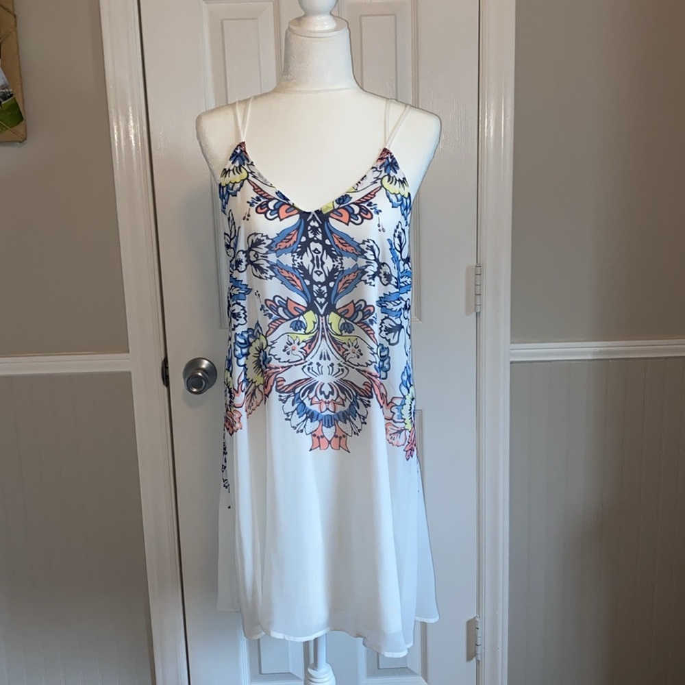 Sequin hearts white dress size large with liner.
